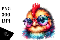 Cute Baby Rooster with Sunglasses PNG Product Image 1