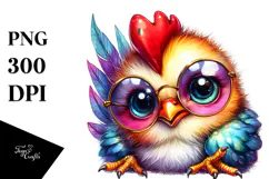 Cute Baby Rooster with Sunglasses PNG Product Image 1