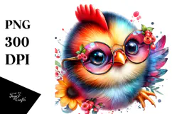 Cute Baby Rooster with Sunglasses PNG Product Image 1