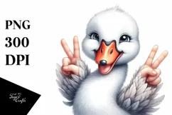 Funny Swan Victory Sign Clipart Product Image 3