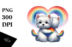 Cute Rainbow West Highland White Terrier PNG Product Image 1