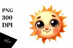 Watercolor Expressive Sun with Big Eyes PNG Product Image 3