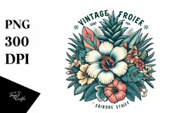 Vintage Tropical Flower Surf Sticker | Clipart Product Image 3