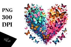 Butterfly Heart Digital Painting PNG Product Image 1