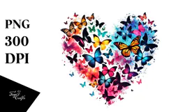 Butterfly Heart Digital Painting PNG Product Image 1