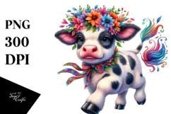 Goofy Baby Cow Running PNG Product Image 1