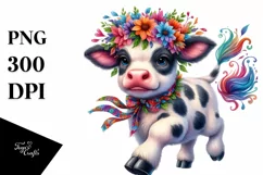 Goofy Baby Cow Running PNG Product Image 3