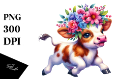 Goofy Baby Cow Running PNG Product Image 1