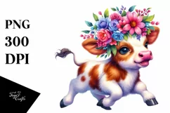 Goofy Baby Cow Running PNG Product Image 3