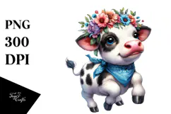 Goofy Baby Cow Running PNG Product Image 1