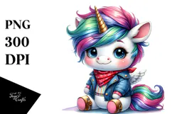 Happy Baby Unicorn Sitting PNG Product Image 1