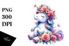 Unicorn with Floral Wreath, Transparent PNG Product Image 1