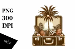 Vintage Tropical Suitcase Clipart for Tshirt Vector Style Product Image 1
