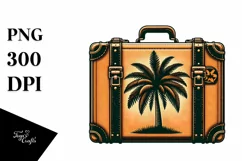 Vintage Tropical Suitcase Clipart for Tshirt Vector Style Product Image 3