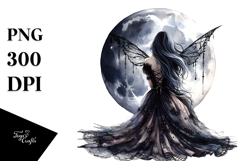 Gothic Fairy on the Moon PNG Product Image 1