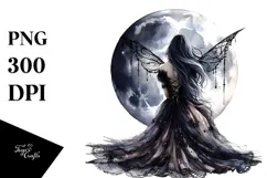 Gothic Fairy on the Moon PNG Product Image 1