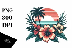Vintage Tropical Flower Sunset Clipart Product Image 3