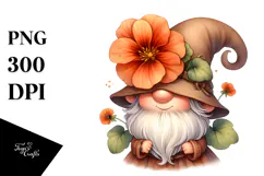 Cute Gnome with Nasturtium Hat PNG Product Image 1