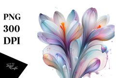 Glossy Crocus with Watercolor Splash, PNG Product Image 1
