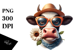 Funny Cow with Sunglasses PNG Product Image 1
