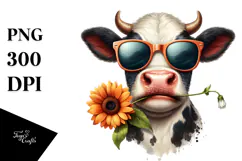 Funny Cow with Sunglasses PNG Product Image 1