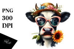 Funny Cow with Sunglasses PNG Product Image 1