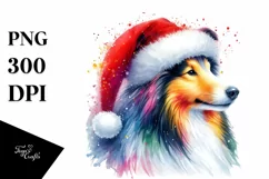 Cute Dog with Santa Hat, Summer PNG Product Image 1