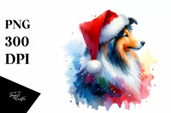 Cute Dog with Santa Hat, Summer PNG Product Image 3