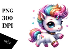 Cute Unicorn Running, Transparent PNG Product Image 1