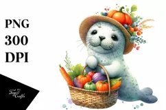 Adorable Baby Seal with Autumn Vegetables Product Image 3