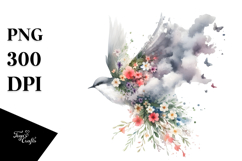 Watercolor Bird in Blue Cloud PNG Product Image 1