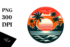 Retro Tropical Island Sunset PNG Product Image 1