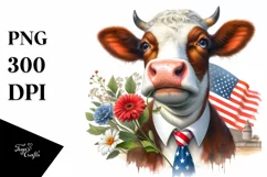 Contempt Highland Cow with Flower Clipart Product Image 3