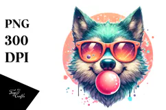 Happy Werewolf with Bubble Gum PNG Product Image 1