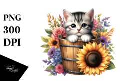 Cute Baby Cat Wood Bucket PNG Product Image 3