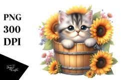 Cute Baby Cat Wood Bucket PNG Product Image 1