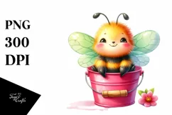 Sitting Bucket Baby Bee PNG Product Image 1