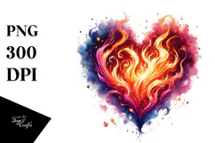 Digital Heart Made of Fire PNG Product Image 1