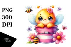 Baby Bee on Bucket, Watercolor PNG Product Image 1