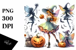 Fairy Halloween in Watercolor Clipart Product Image 1