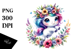 Vibrant Cute Baby Unicorn PNG Product Image 1