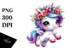 Vibrant Cute Baby Unicorn PNG Product Image 1