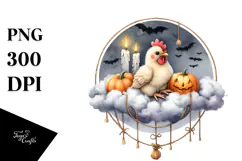 Chicken in Halloween Style Watercolor PNG Product Image 1