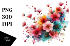 Colorful Cherry Blossom PNG Product Image 1