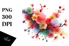 Colorful Cherry Blossom PNG Product Image 1