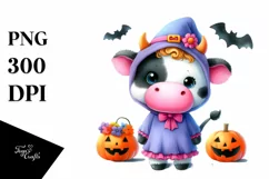 Baby Cow Halloween Scene | Sublimation | Clipart Product Image 3
