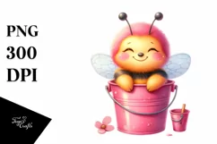 Sitting Bucket Baby Bee PNG Product Image 1
