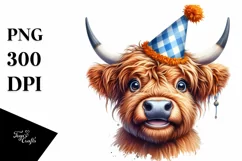 Cow Goofy Eyes Party Hat Portrait | Sublimation | Clipart Product Image 1
