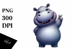 Funny Hippo Love Sign Watercolor Clipart Product Image 3