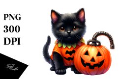 Cute Baby Black Cat Halloween Clipart Product Image 3